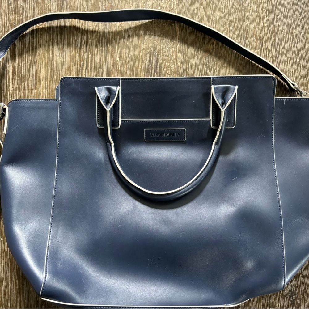 Navy Vera Leather Tote